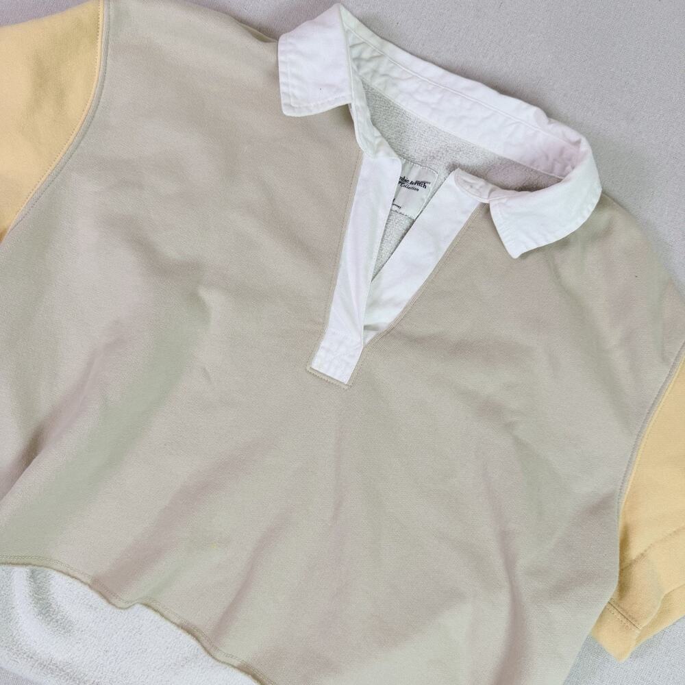 Abercrombie & Fitch Sweatshirt Crop Top Women's M Rugby Polo Colorblock Preppy